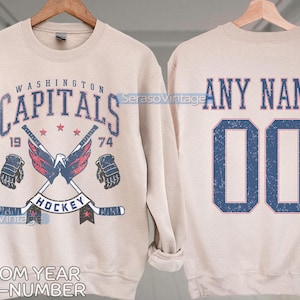 Personalized name and number Washington Capitals Sweatshirt, Washington Capitals crewneck, Washington Hockey shirt, Hockey Tee, Hockey Numbe