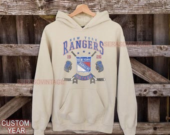 Sudadera con capucha de los New York Rangers, sudadera vintage de los Rangers, camiseta de aficionado al hockey de Nueva York, camiseta de hockey, suéter de los Rangers con cuello redondo