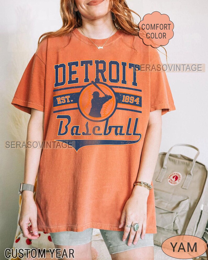 Detroit baseball comfort color t-shirt, baseballtröja, baseball comfort color-tröja, baseballmamma, Detroit baseballtröja bild 7