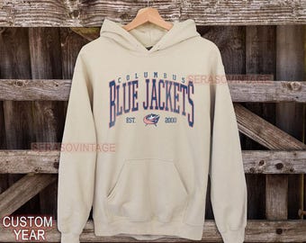 Columbus Blue Jackets-sweater | Vintage blauwe jassen hockeysweater |Columbus hockeyfanshirt | Columbus blauwe jassen met capuchon