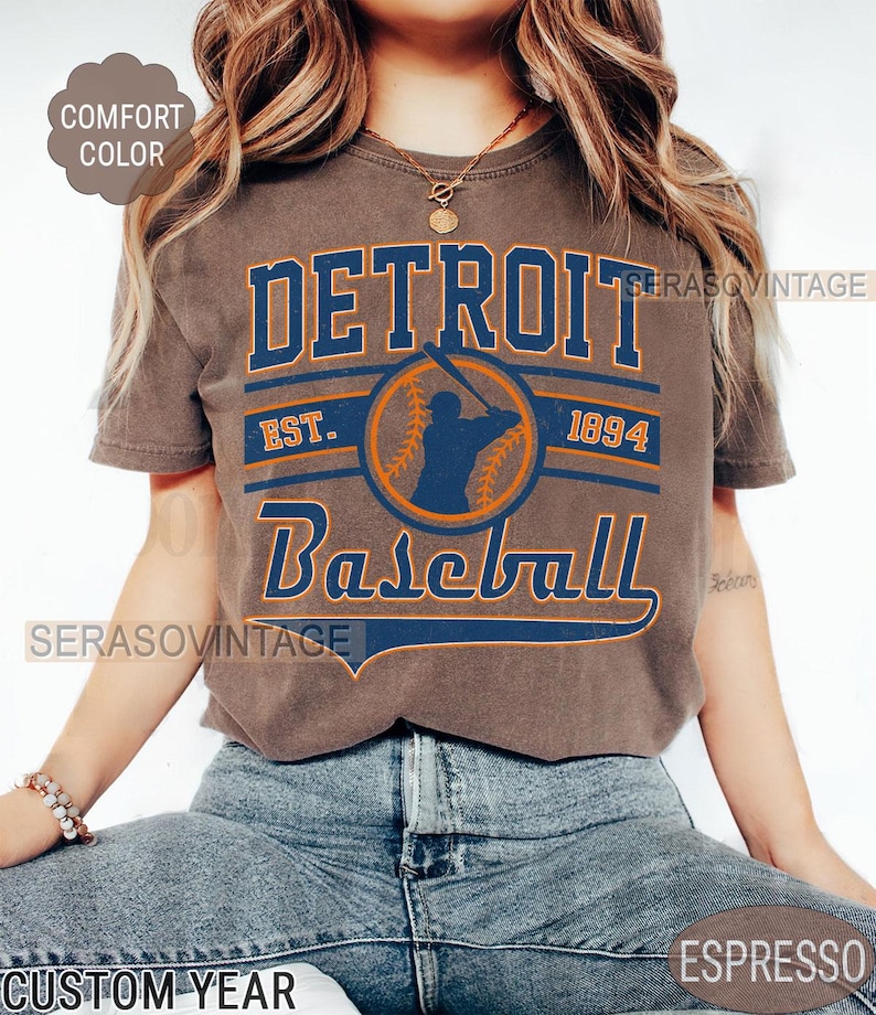 Detroit baseball comfort color t-shirt, baseballtröja, baseball comfort color-tröja, baseballmamma, Detroit baseballtröja bild 4