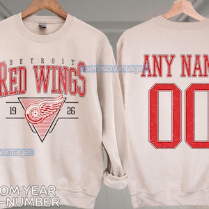 Personalized Detroit Red Wings Sweatshirt, Detroit Red Wings shirt, Detroit Hockey shirt, Custom Hockey Shirt, Hockey Number Shirt