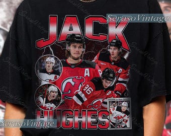 Jack Hughes shirt, New Jersey Hockey Sweatshirt, Hockey Fan Shirt, Hughes t-shirt, Bootleg Rap tee, Hockey player tshirt