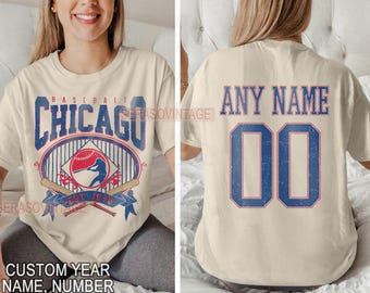 Personalized Name and Number Chicago baseball shirt, Chicago Baseball shirt,  Baseball Shirt, Unisex T-shirt Sweatshirt Hoodie