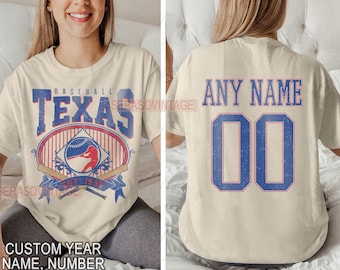 Personalisierte Name und Nummer Texas Baseball-Shirt, Texas Baseball-T-Shirt, Texas Baseball-Shirt, Unisex T-Shirt Sweatshirt Hoodie