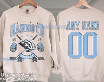Personlig Utah Hockey-tröja, Utah Mammoth-tröja med rund hals, Utah Hockey-tröja, Anpassad hockeytröja, Hockeynummertröja