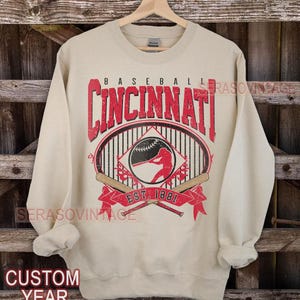 Cincinnati baseball sweatshirt, baseball Tee, Vintage Baseball Crewneck, Cincinnati baseball Tee, Baseball Mom, Custom Baseball Gift