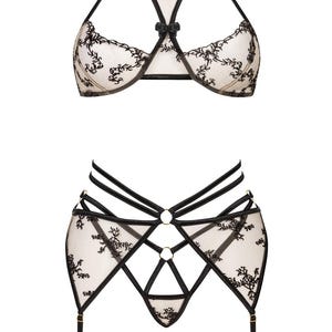 White / Black Strap Lingerie Set