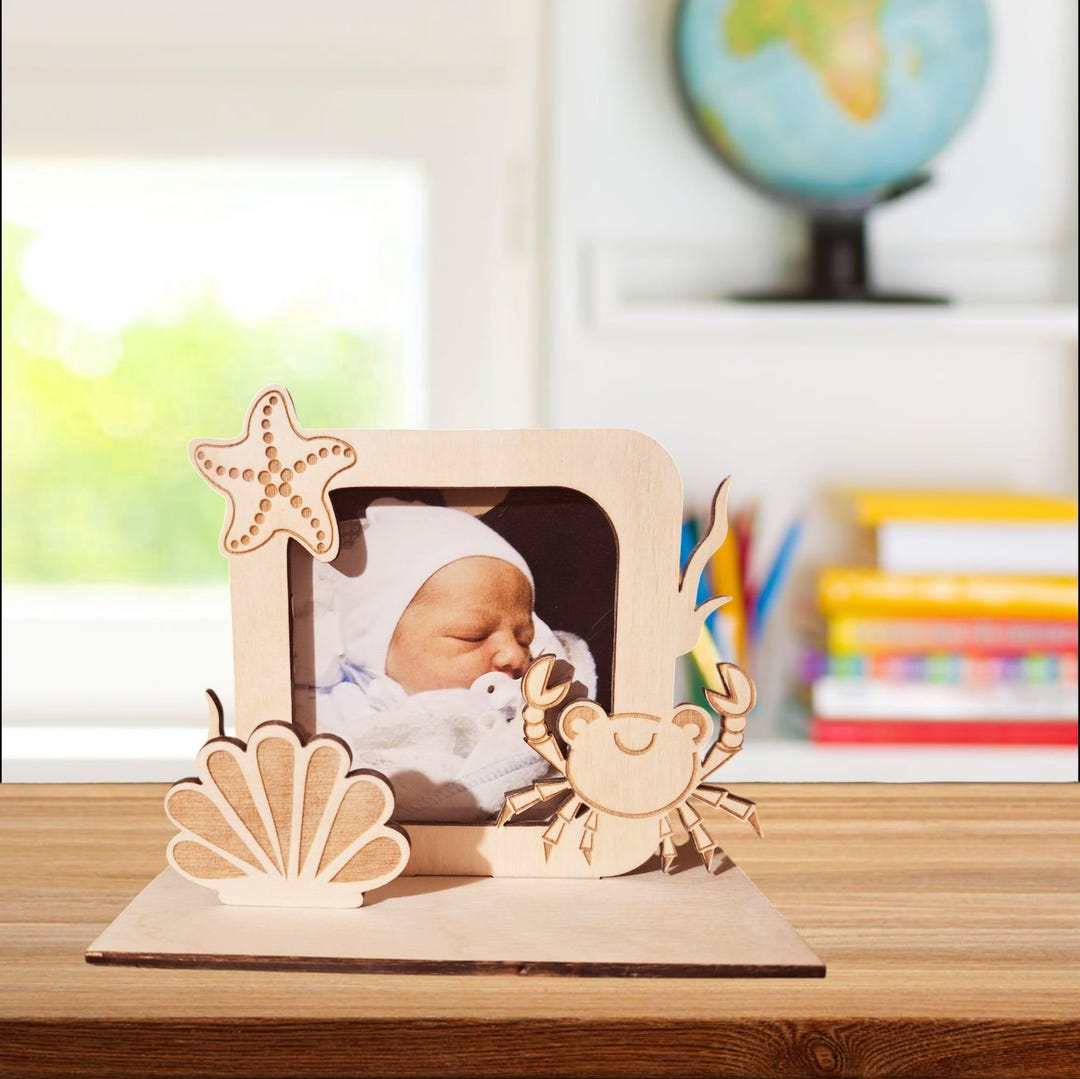Personalized Wood Baby Photo Frame: Engraved Nursery Decor - Etsy