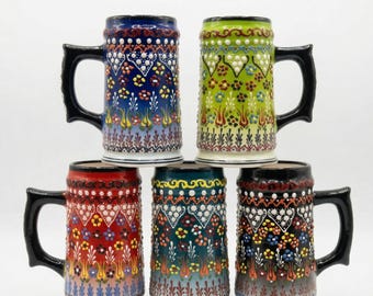 Jarra de cerveza de cerámica hecha a mano, jarra de cerámica para Oktoberfest, jarra tradicional, regalo para padrinos de boda, vaso de cerveza para el 21 cumpleaños, jarras artesanales.