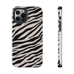 Custodia per telefono con stampa zebrata / Finitura antigraffio / Copertura resistente all'acqua / Impugnatura in pelle minimalista / Estetica monocromatica