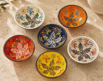 Hand-Painted Ceramic Mini Bowl, Ceramic Dipping Bowls, Colorful Snack and Olive Dish, Small Trinket Ring Holder, Handmade Mini Ceramic Bowls