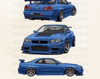 Skyline GTR R png, car design