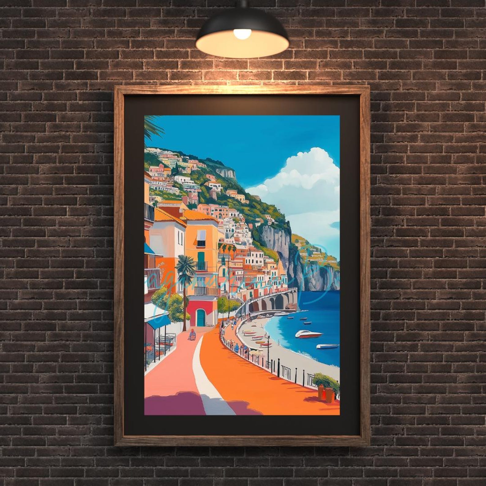 Vibrant Amalfi Coast Wall Art – Colorful Mediterranean Landscape for ...