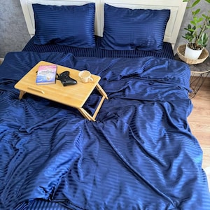 Satin Bedding Set | Soft Luxury Duvet Cover + Sheets + Pillowcases | Twin, Full, Queen Sizes | Gift for Home | Handmade in Ukraine Blue