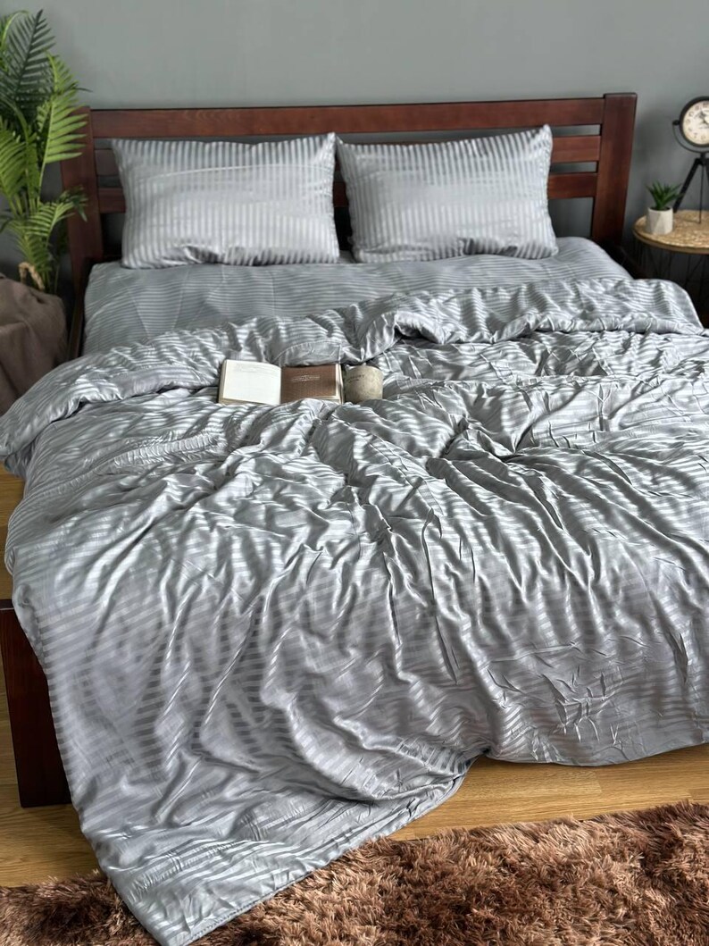 Satin Bedding Set | Soft Luxury Duvet Cover + Sheets + Pillowcases | Twin, Full, Queen Sizes | Gift for Home | Handmade in Ukraine image 8