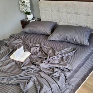 Satin Bedding Set | Soft Luxury Duvet Cover + Sheets + Pillowcases | Twin, Full, Queen Sizes | Gift for Home | Handmade in Ukraine Gray