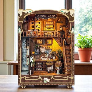 Caramel Dream Bücherecke Kit - DIY Holzregal Einsatz mit Möbeln für Bücherregal Geschenke