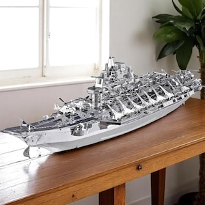 Quebra-cabeça de navio de guerra de metal 3D - Kit de modelo de navio de guerra faça você mesmo para adultos, presente criativo para aniversário ou Natal