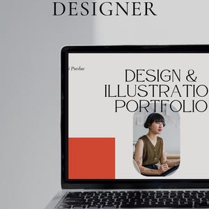 Modelo de site de portfólio de ilustrador e designer, modelo Canva, editável no Canva