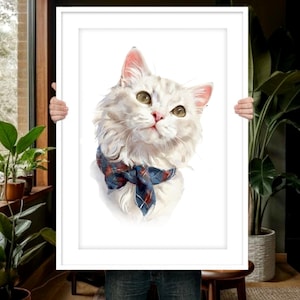 Ritratto di gatto personalizzato, dipinto di gatto, regalo per la perdita di un gatto, regalo per amanti dei gatti, ritratto di gatto ad acquerello, ricordo di un animale domestico, ritratto di un animale domestico personalizzato da foto