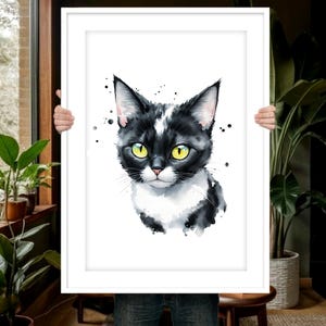 Ritratto di gatto personalizzato, dipinto di gatto, regalo per la perdita di un animale domestico, regalo per gli amanti dei gatti, dipinto di gatto personalizzato, memoriale per animali domestici, ritratto di gatto ad acquerello, ritratto di animale domestico personalizzato