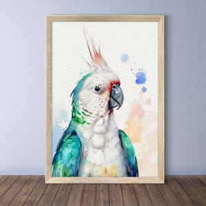 Watercolor Parrot Portrait Painting, Custom Parrot Painting, Blue Parrot, Cockatoo Portrait, Pet Loss Gift, Personalized Pet, Pet Memorial