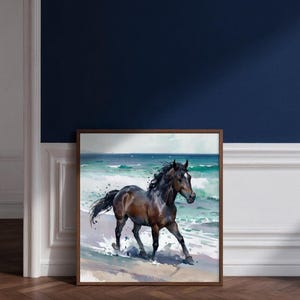 Watercolor Horse Portrait: Custom Pet Painting, Beach Scene