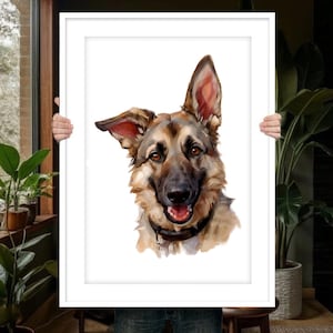 Dog Portrait Painting, German Shepherd painting, PET Portrait Custom, DOG Painting, Dog Memorial Gift, Watercolor Dog Portrait, Pet Memorial