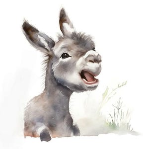 Decorazione murale con asino in acquerello per cameretta, cameretta unisex, decorazioni per la cameretta dei bambini, dipinto di un cane, regalo per la mamma, stampe di animali, regalo di compleanno
