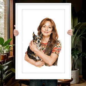 Ritratto personalizzato di cane ad acquerello, dipinto ad acquerello di cane, regalo commemorativo per cane, dipinto di cane con il proprietario, regalo per gli amanti dei cani, regalo per la perdita di un animale domestico, memoriale per animali domestici