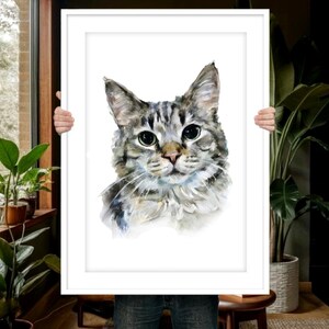 Ritratto di gatto ad acquerello da foto Ritratto di gatto personalizzato Dipinto di ritratto di animale domestico Regalo per la perdita di un animale domestico Commemorazione di un animale domestico Regalo per gli amanti dei gatti Dipinto di gatto personalizzato