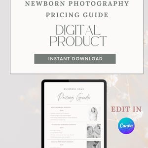 Neugeborenen Fotografie Preisvorlage, Preisvorlage, Preisblatt, Fotografen-Kundenführer, Fotopreisblatt, Testimonial-Vorlage