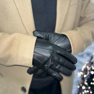 GladiWears Luxury Sheepskin Leather Gloves - Water & Wind Resistant, Touchscreen Compatible for Men
