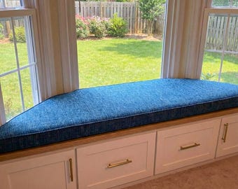 Custom Bench Cushion | Any Shape Window Seat Cushion | Trapezoid, L & T Shape | Made to Measure Linen Cotton