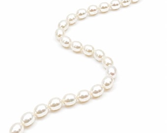 Freshwater Pearl Beads - 6mm Oval Beads, 16" Long, Jewellery Making