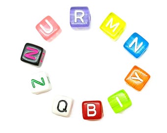 100pcs big 10mm Cube Acrylic Alphabet Beads, Mixed Letters, DIY Craft Jewellery Making