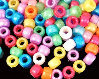 Bunt geperlte Acryl-Pony-Perlen 9 x 6 mm - Großpackung für DIY-Schmuckherstellung, Kinderhandwerk