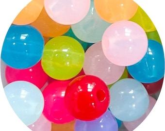 100pcs 8mm Jelly Round acrylic beads in various colours for DIY Jewellery Making