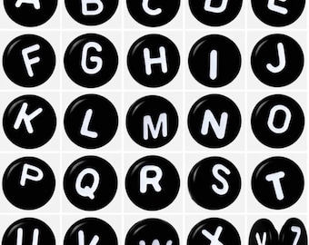 50, 100pcs 7x4mm flat round Black single A-Z & mixed letters Acrylic Alphabet Beads for DIY Jewellery Making and Handcraft