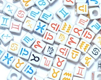 100pcs 7 mm white cube constellation acrylic beads for DIY Craft Jewellery Making