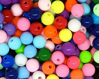 8mm Acrylic Ball Beads: Multicolored DIY Jewelry Making - 100/500pcs