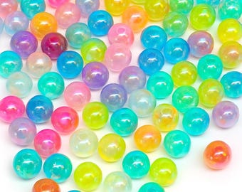 8mm Round AB Acrylic Beads, Transparent Various Colours for Jewellery Making