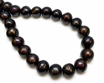 Black Freshwater Pearl Beads -10mm Round Beads, Jewellery Making