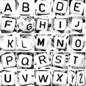 50/100 peças 7 mm cubo branco único A-Z e letras misturadas contas de alfabeto acrílico para fazer joias e artesanato faça você mesmo