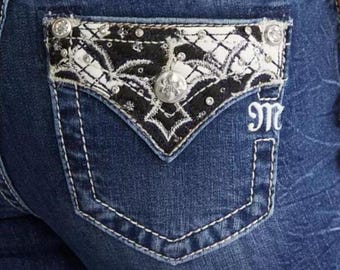 Vintage Miss Me Leopard Print Rhinestone Bootcut Jeans: Western