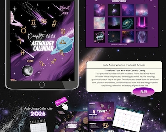 Calendario astrologico 2026 da scaricare in formato digitale / Fasi lunari, Movimenti retrogradi, Transiti / Pianificatore cosmico in formato PDF