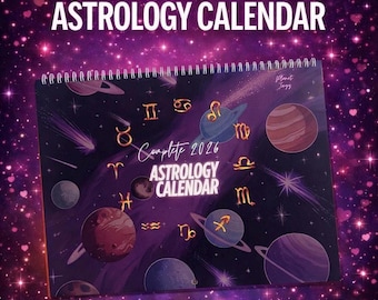 Kalendarz ścienny astrologiczny 2026 | Fazy księżyca, retrogradacje, tranzyty