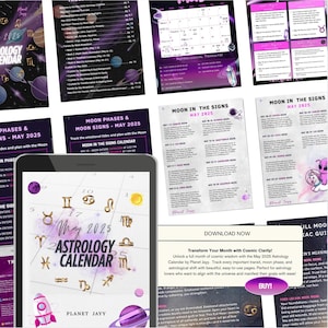 May 2025 Astrology Calendar, 50+ Page Journal Reflection Ebook, Moon Phases, Daily Transits, Crystals, Cosmic Planner Printable