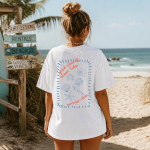 Ocean Vibes Shirt | Good Vibes & Ocean Tides Tee | Coastal Summer Shirt | Beach Graphic Tee | Seashell Shirt | Vacation Outfit | Surf Shirt